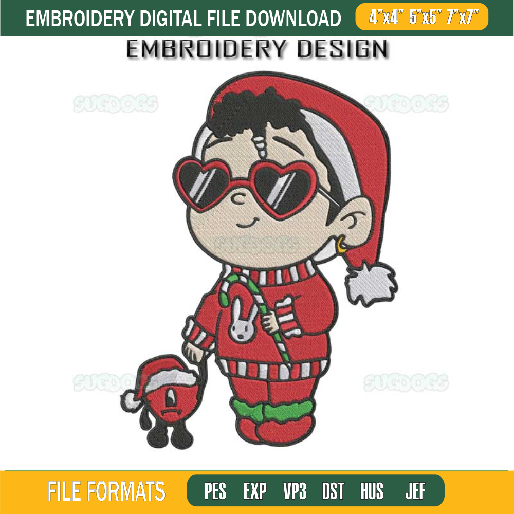 Baby Benito Christmas Embroidery Design File, Bad Bunny Christmas Embroidery Design File.jpg