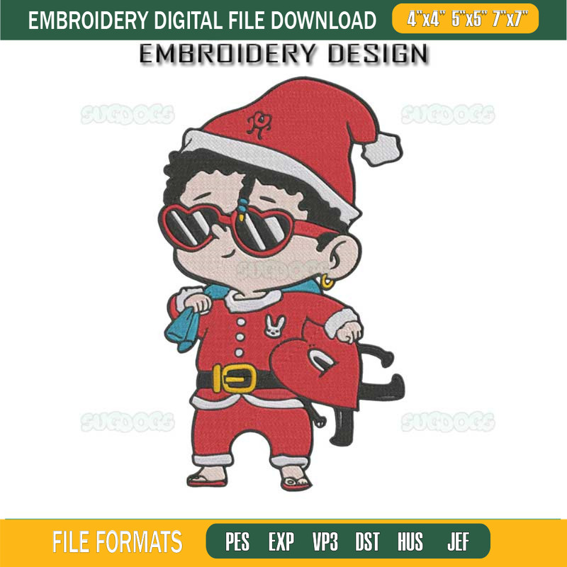 Baby Benito Christmas Embroidery Design File, Bad Bunny Embroidery Design File.jpg