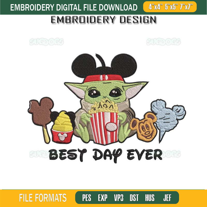 Best Day Ever Stitch Baby Yoda Embroidery Design File, Mickey Embroidery Design File.jpg