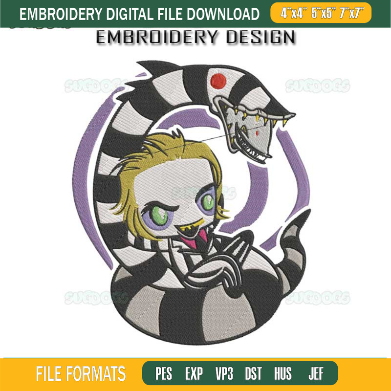 Bettlejuice Embroidery Design File, Sandworm Beetlejuice Snake Embroidery Design File.jpg