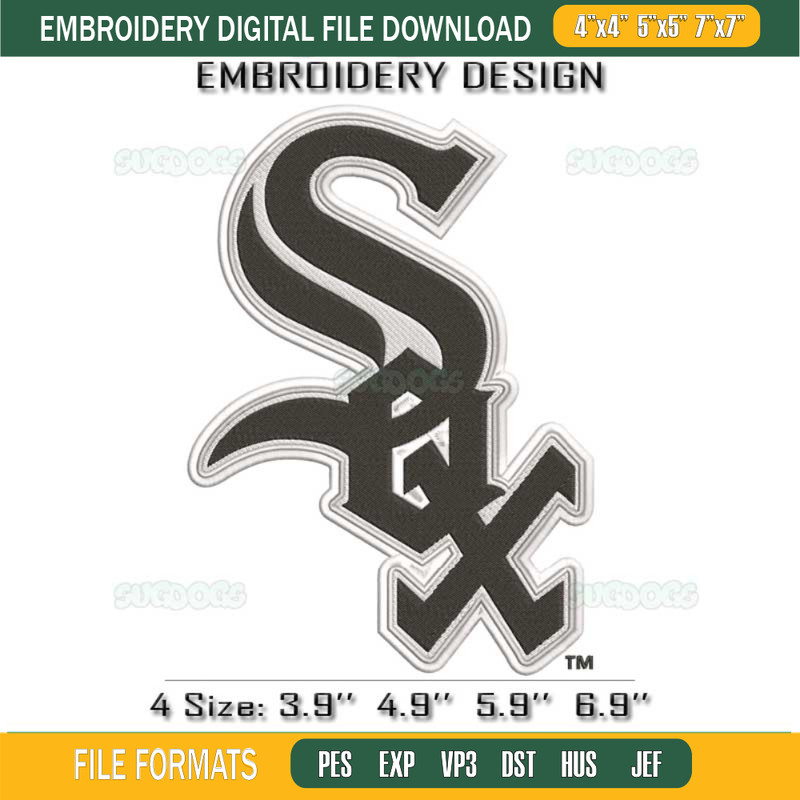 Chicago White Sox Logo Embroidery Design File, SQX Embroidery Design File.jpg