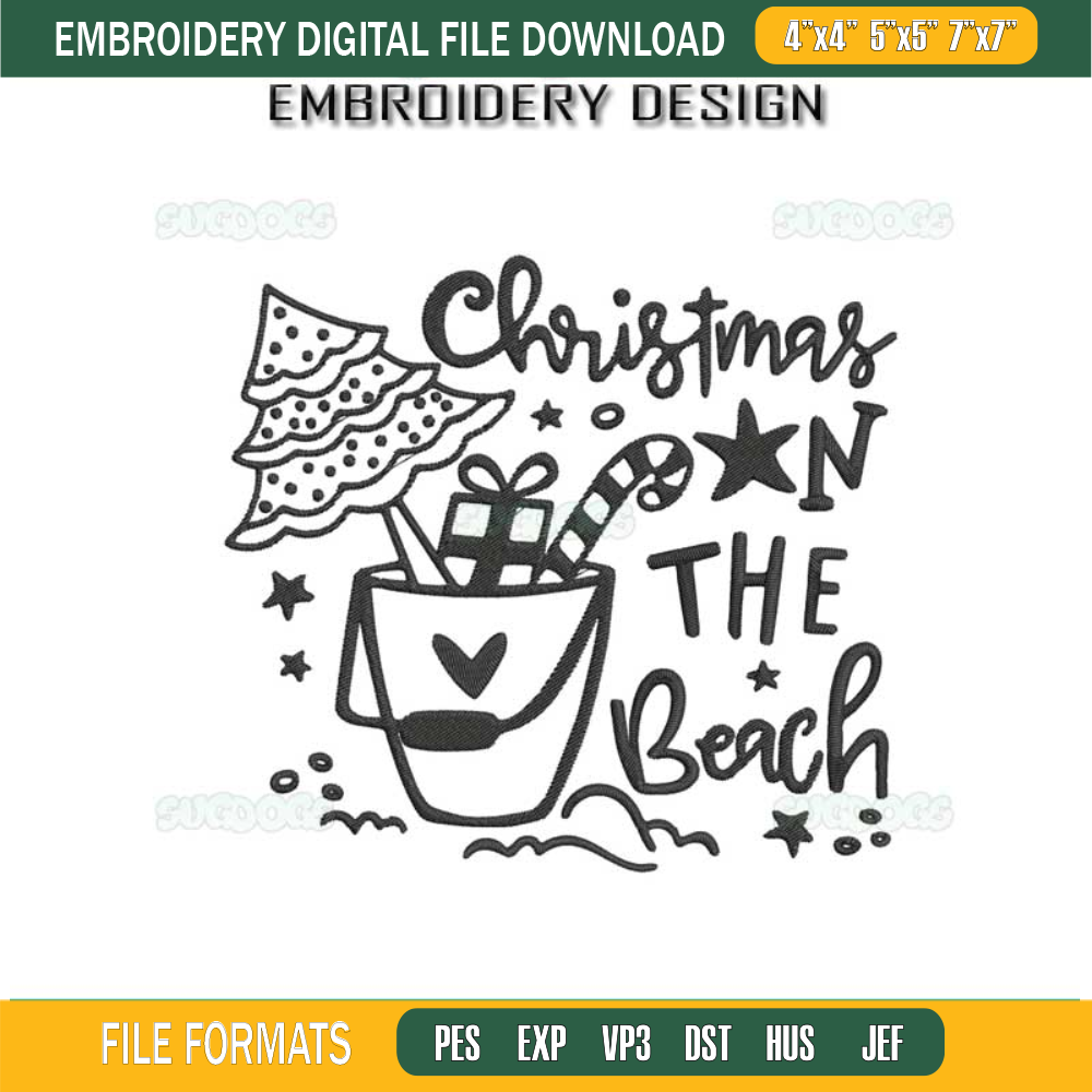 Christmas On The Beach Embroidery Design File, Christmas Quote Embroidery Design File.jpg