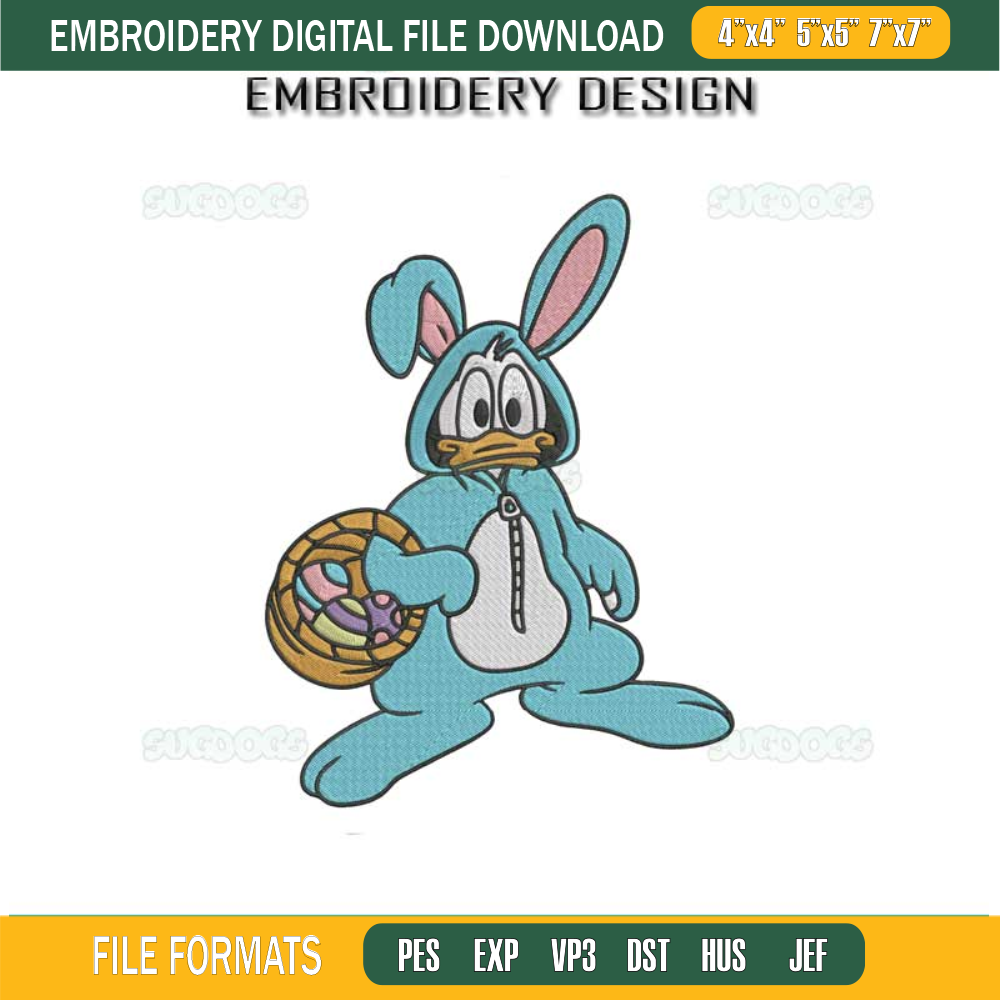 Donald Duck Easter Embroidery Design #1.jpg