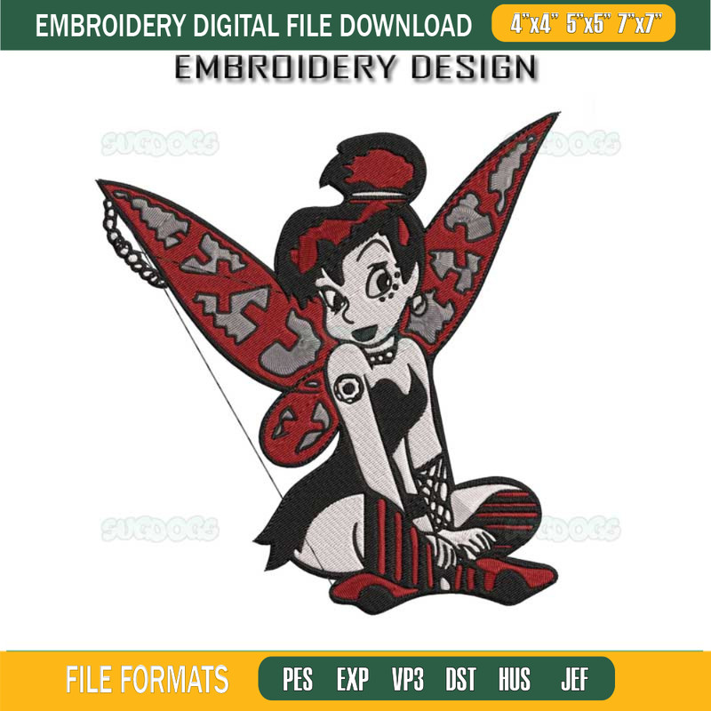 Evil Tinkerbell Embroidery Design File, Peter Pan Embroidery Design File.jpg