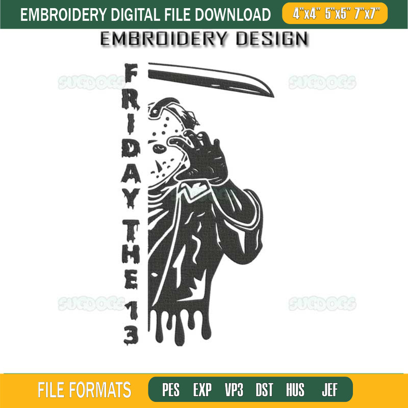 Friday The 13 Embroidery Design File, Jason Voorhees Embroidery Design File.jpg