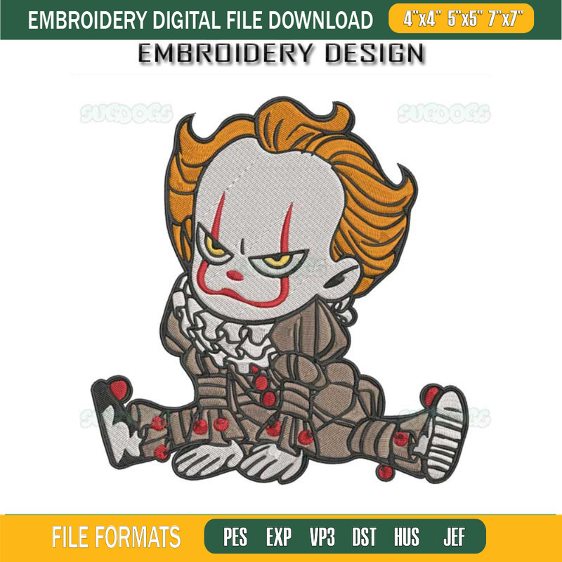 Georgie Embroidery Design File, Pennywise Embroidery Design File.jpg