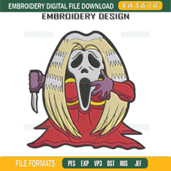 ghost face embroidery design file, scream embroidery design file