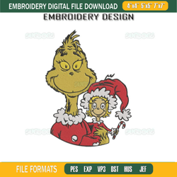 grinch and cindy lou who embroidery design file, grinch christmas embroidery design file, cindy lou who embroidery desig