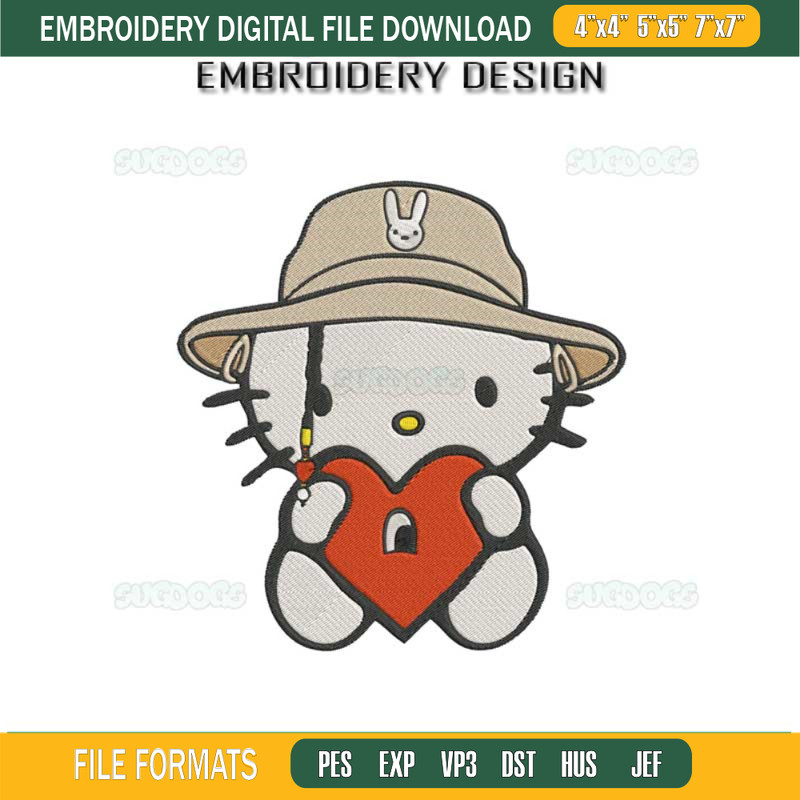 Hello Kitty Benito Valentine Embroidery Design File, Bad Bunny Valentine Embroidery Design File.jpg