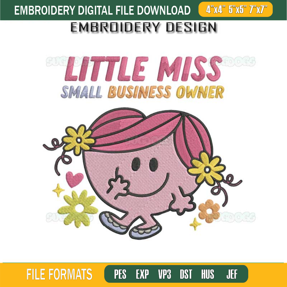 Little Miss Small Bussiness Own Embroidery Design File, Little Miss Embroidery Design File.jpg