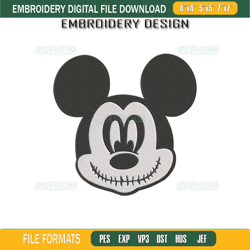 mickey jack skellington embroidery design file, nightmare before christmas embroidery design file