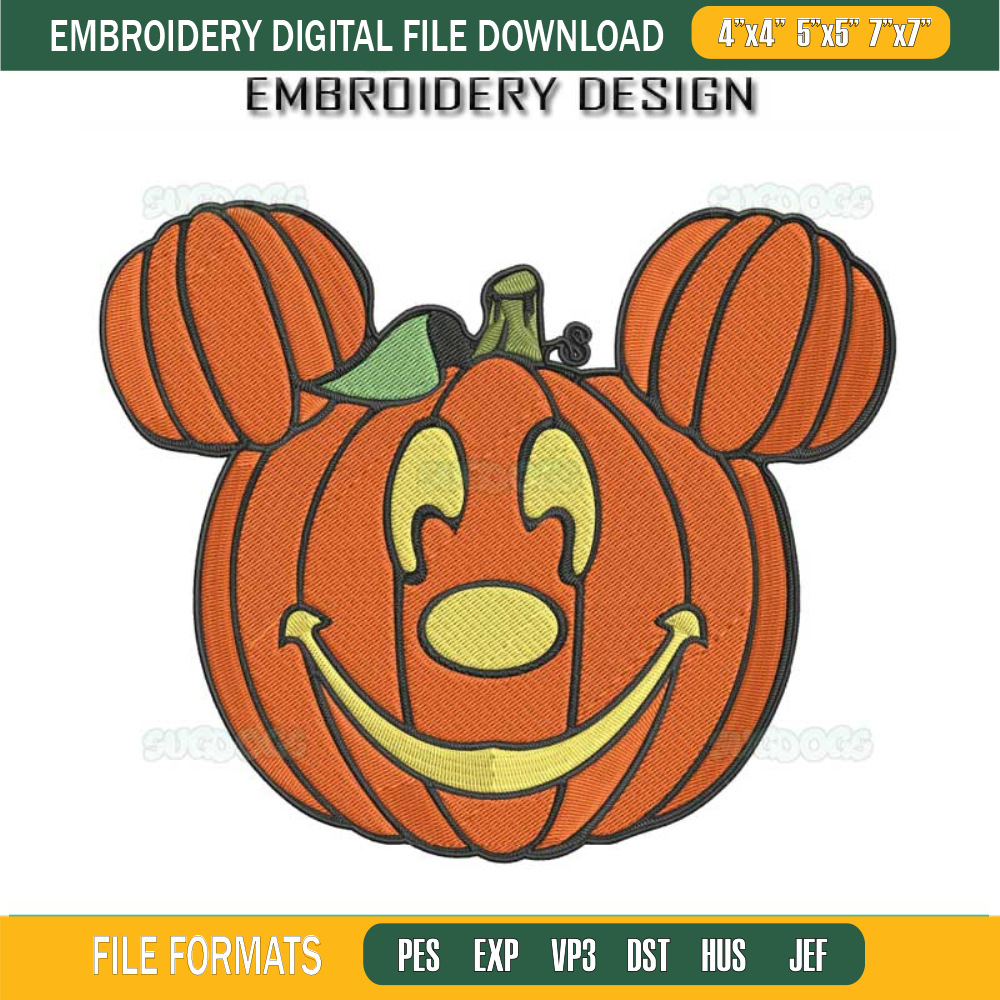 Mickey Pumpkin Embroidery Design File, Halloween Pumpkin Embroidery Design File.jpg