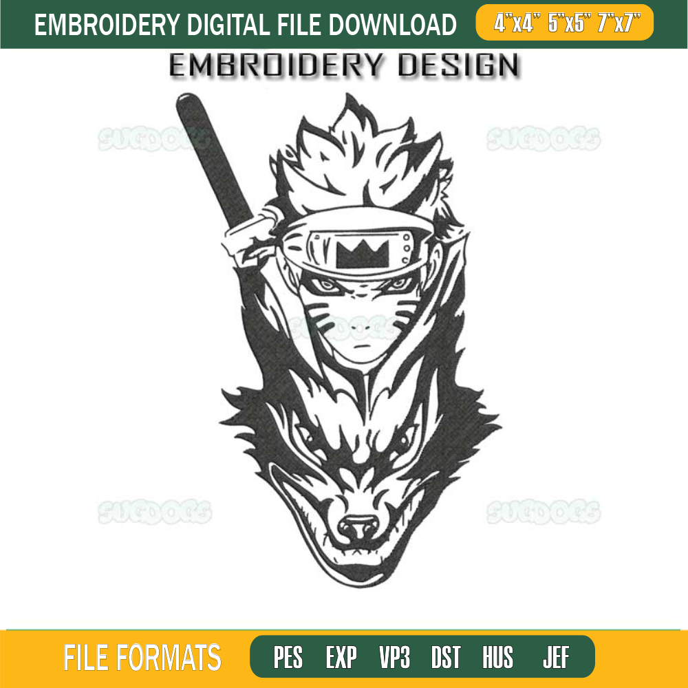 Naruto And Kurama Embroidery Design File, Anime Naruto Embroidery Design File.jpg