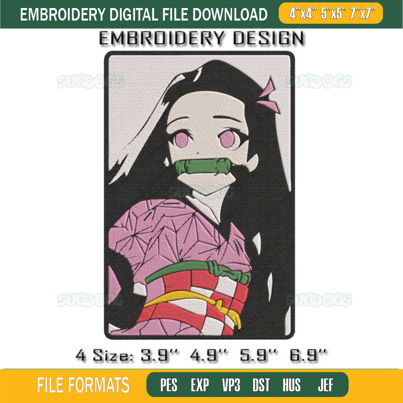 Nezuko Kamado Embroidery Design File, Demon Slayer Embroidery Design File - SVGDOGS.COM.jpg