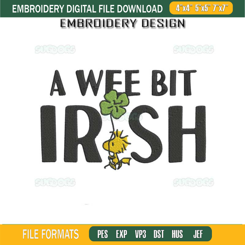 Peanuts A Wee Bit Irish Embroidery Design #1.jpg