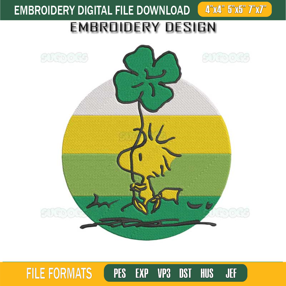 Peanuts Woodstock Shamrock Embroidery Design #1.jpg