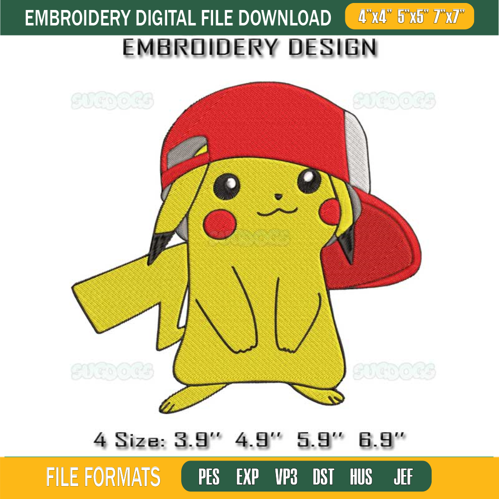 Pokemon Embroidery Design File, Pikachu Embroidery Design File.jpg