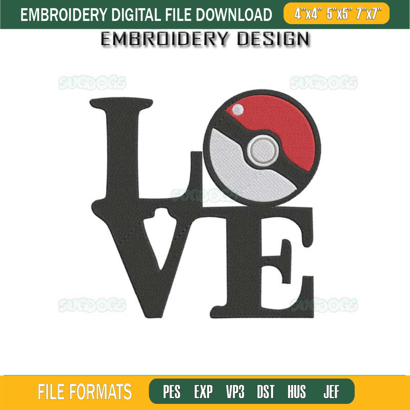 Pokemon Love Embroidery Design, Pikachu Embroidery Design.jpg