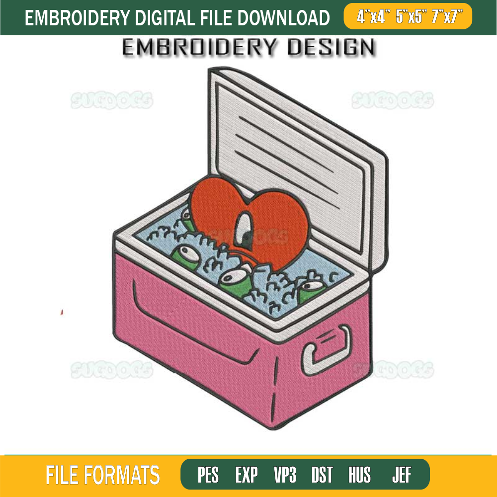 Red Heart Bad Bunny Embroidery Design File, Corazon Rojo Embroidery Design File.jpg