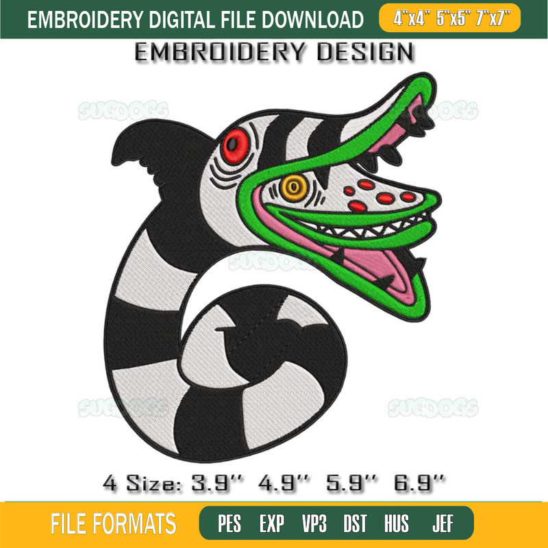 Sandworm Beetlejuice Embroidery Design File, Beetlejuice Embroidery Design File.jpg