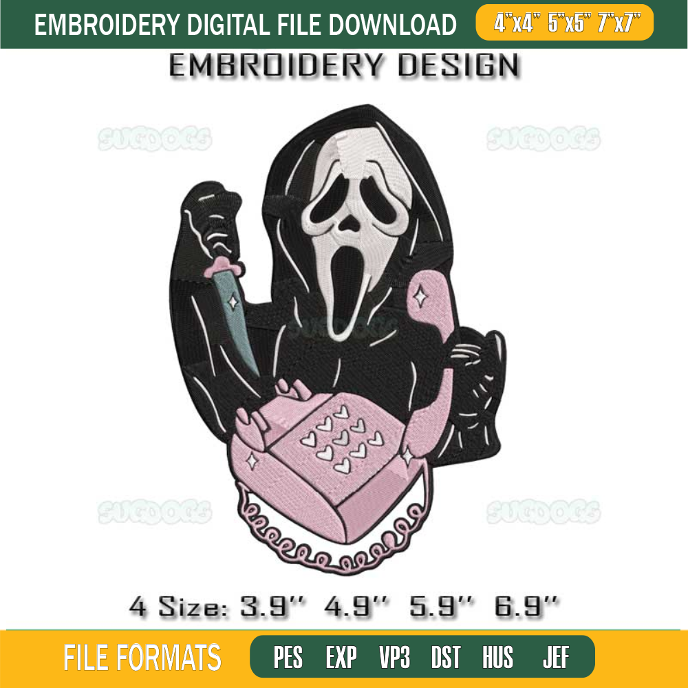 Scream You Hang Up Embroidery Design File, Halloween Embroidery Design File - SVGDOGS.COM.jpg