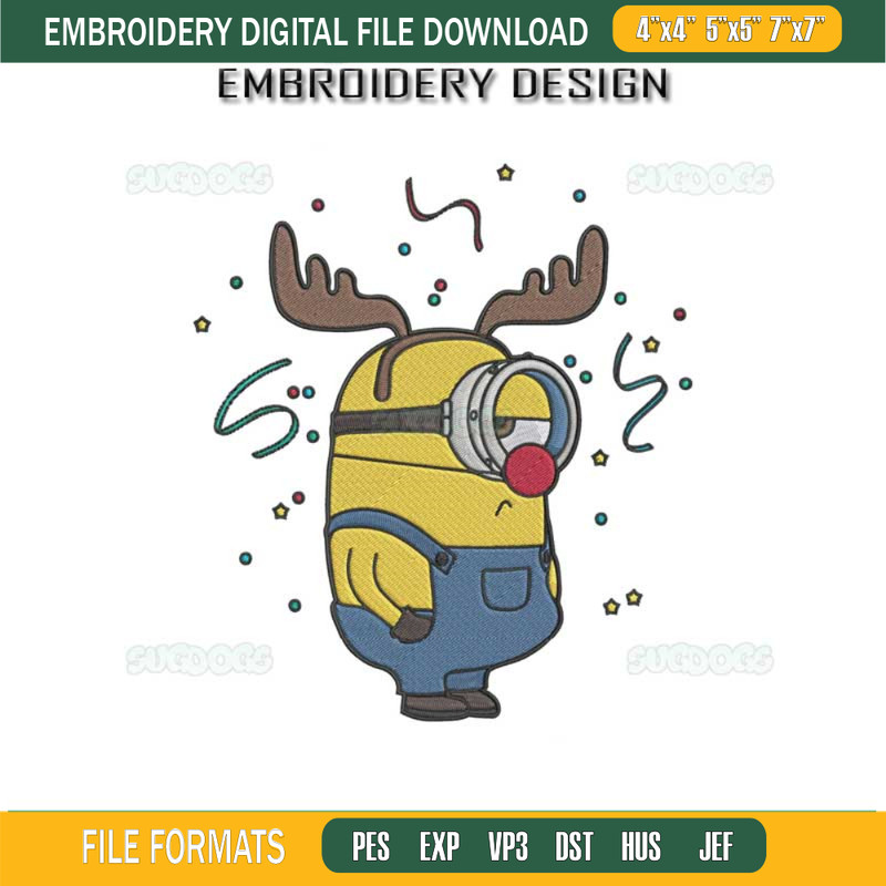 Season Minion Reindeer Embroidery Design File, Christmas Season Minion Embroidery Design File.jpg
