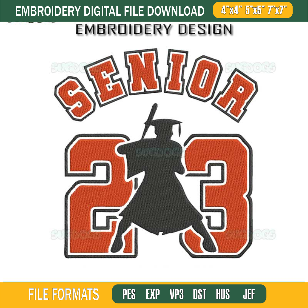 Senior 2023 Embroidery Design File, Air Senior 23 Embroidery Design File.jpg