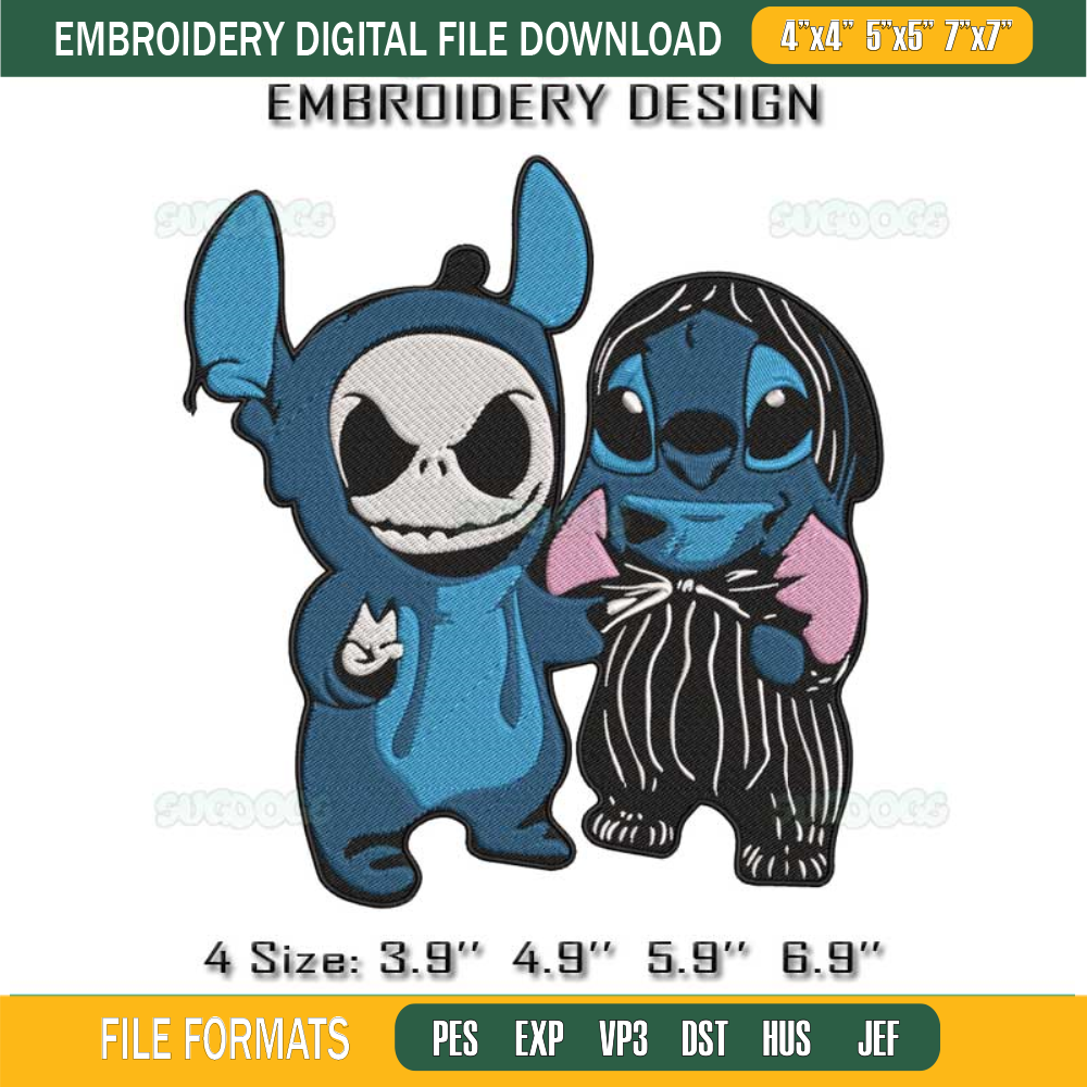 Stitch And Jack Skellington We Are Best Friends Embroidery Design File.jpg