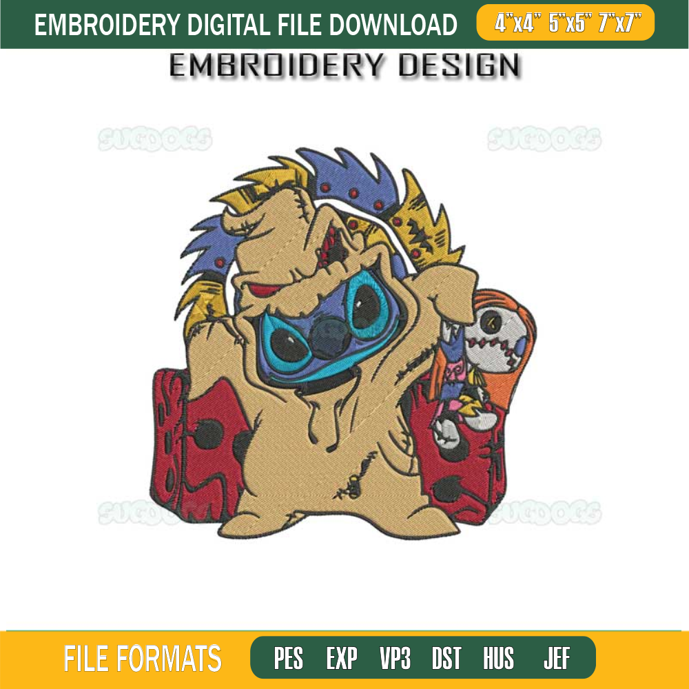 Stitch And Scrump Oogie Boogie Embroidery Design File, Stitch Christmas Embroidery Design File.jpg
