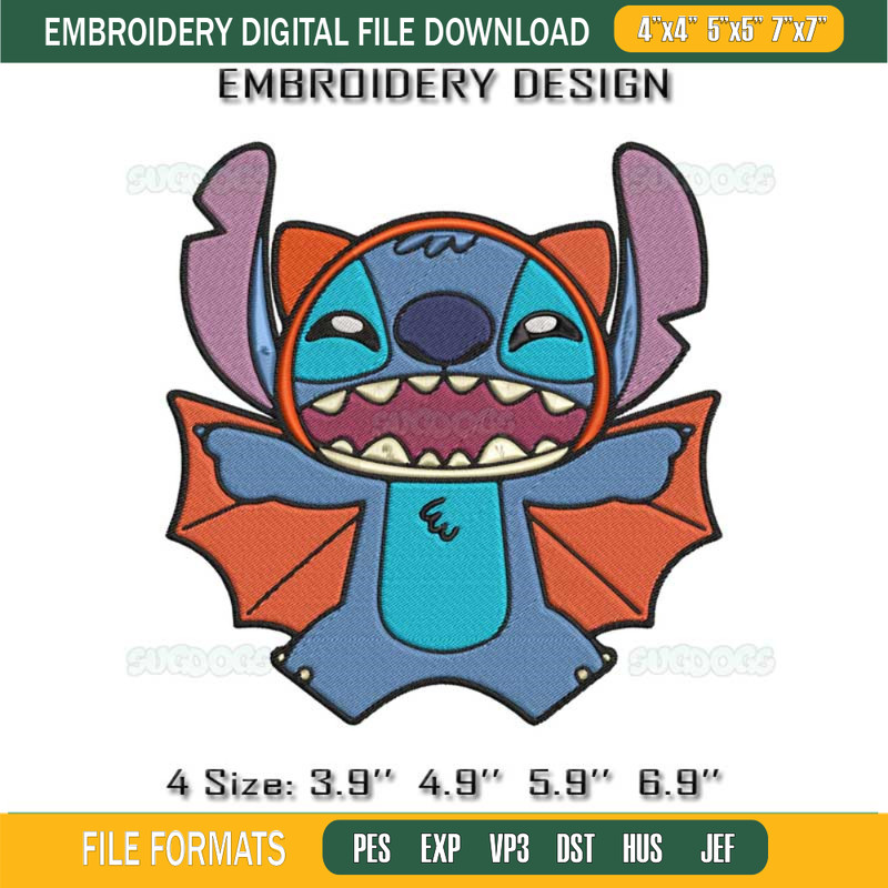Stitch Bat Halloween Embroidery Design File, Stitch Halloween Embroidery Design File.jpg