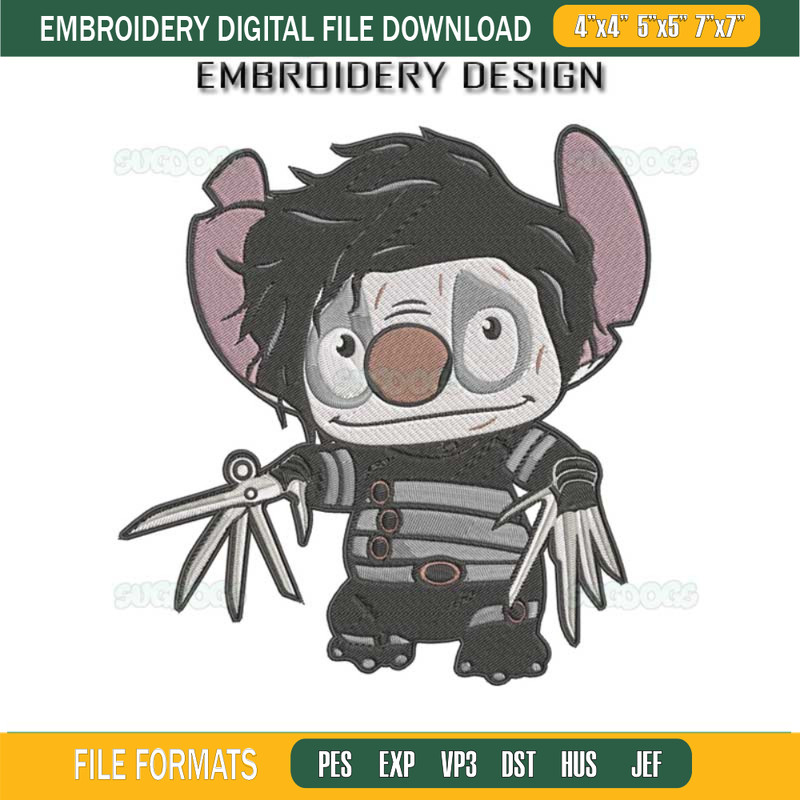 Stitch Freddy Krueger Halloween Embroidery Design File, Freddy Krueger Embroidery Design File.jpg