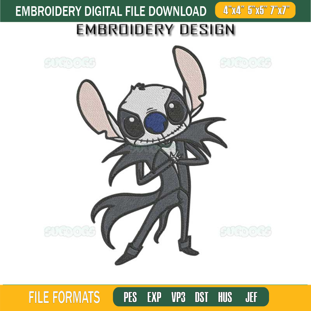 Stitch Jack Skellington Halloween Embroidery Design File, Stitch Halloween Embroidery Design File.jpg