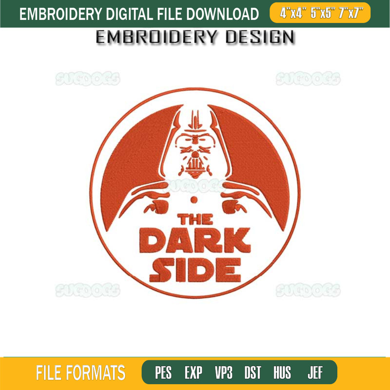The Dark Side Darth Vader Embroidery Design File, Star Wars Embroidery Design File.jpg