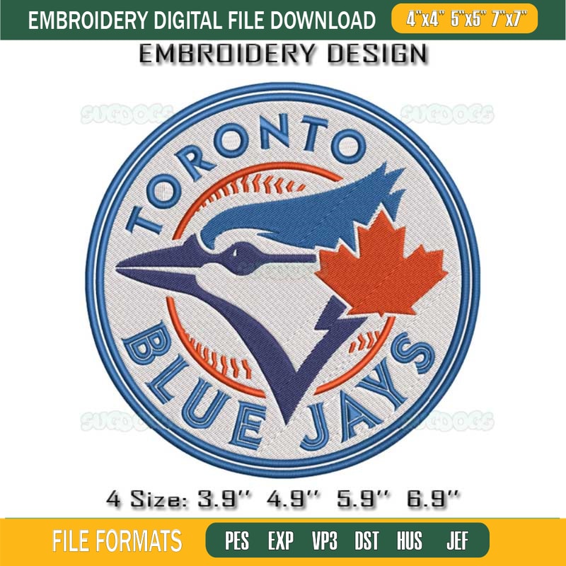 Toronto Blue Jays Logo Embroidery Design File, Baseball Sports Embroidery Design File.jpg