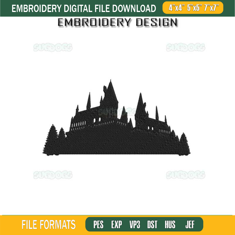 Wizard School Embroidery Design File, Hogwarts Castle Embroidery Design File.jpg