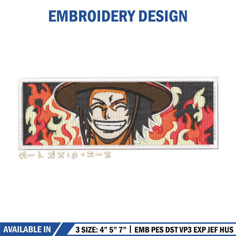 Ace rectangle embroidery design, One piece embroidery, Anime design, Embroidery shirt, Embroidery file, Digital download.jpg