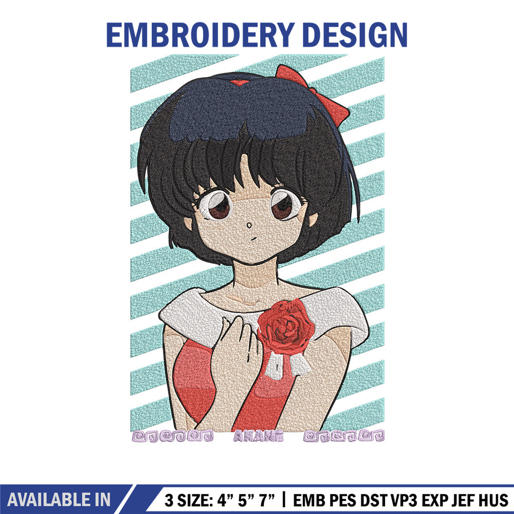 Akane Tendo Embroidery Design, Ranma Embroidery, Embroidery File, Anime Embroidery, Anime shirt, Digital download.jpg
