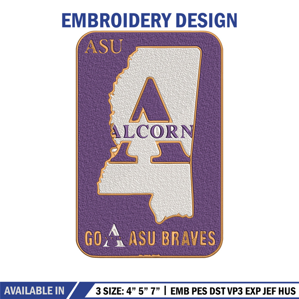 Alcorn State logo embroidery design, Logo embroidery, Sport embroidery, logo sport embroidery, Embroidery design.jpg