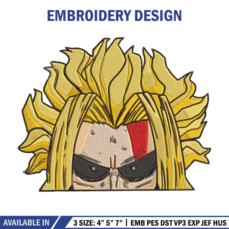 All Might Peeker Embroidery Design, Mha Embroidery, Embroidery File, Anime Embroidery, Anime shirt, Digital download.jpg