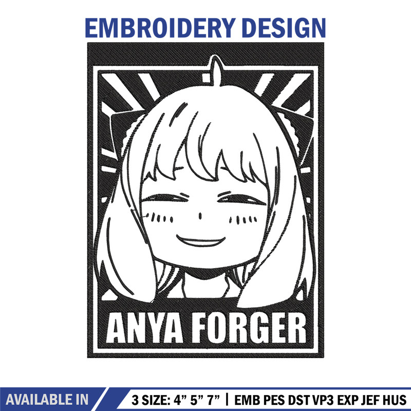 Anya poster Embroidery Design, Spy x family Embroidery, Embroidery File, Anime Embroidery, Anime shirt,Digital download.jpg