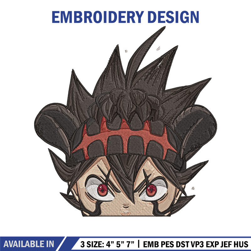 Asta Peeker Embroidery Design, Black clover Embroidery, Embroidery File, Anime Embroidery, Anime shirt, Digital download.jpg