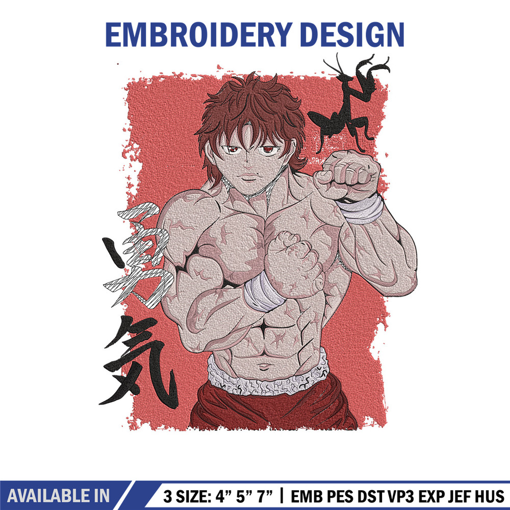 Baki poster Embroidery Design, Baki Embroidery, Embroidery File, Anime Embroidery, Anime shirt, Digital download.jpg