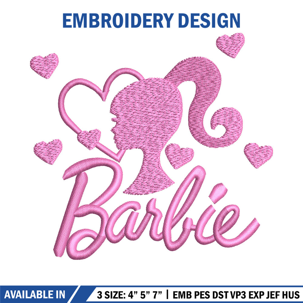 Barbie pink embroidery design, Barbie embroidery, Embroidery file, Embroidery shirt, Emb design, Digital download.jpg