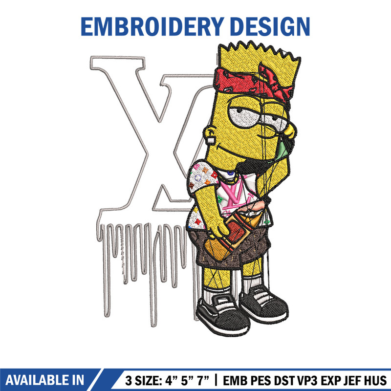 Bart simpson lv Embroidery Design, Lv Embroidery, Embroidery File, Simpson Embroidery, Logo shirt, Digital download 1.jpg