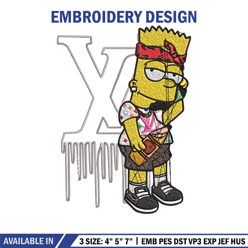Bart simpson lv Embroidery Design, Lv Embroidery, Embroidery File, Simpson Embroidery, Logo shirt, Digital download.jpg