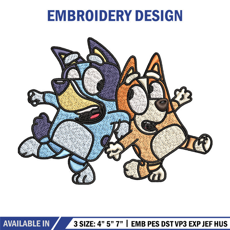 Bingo and Bluey Embroidery, Bluey Embroidery, Embroidery File, cartoon design, cartoon shirt, Digital download..jpg
