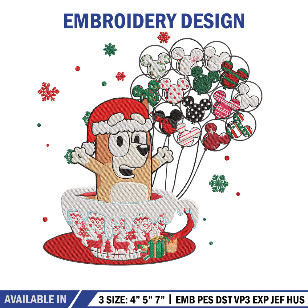 Bingo chrismas Embroidery Design, Bluey Embroidery, Embroidery File, Chrismas Embroidery, Anime shirt, Digital download.jpg