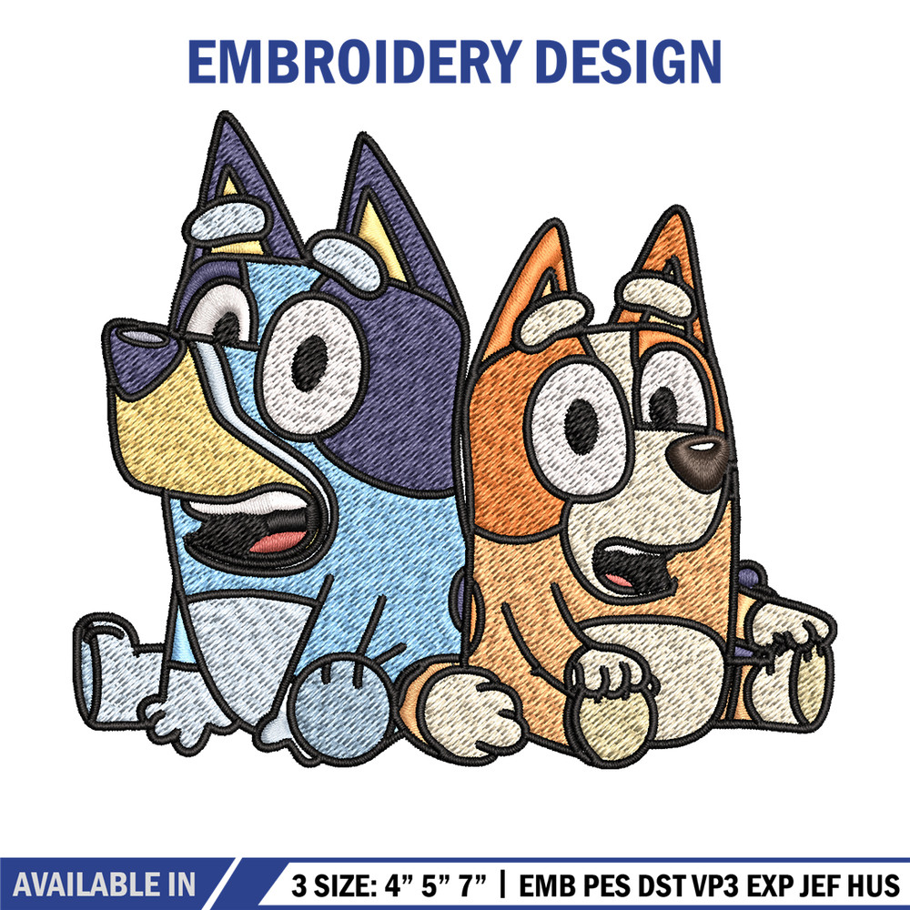 Bluey and Bingo Embroidery, Bluey Embroidery, Embroidery File, cartoon design, cartoon shirt, Digital download..jpg