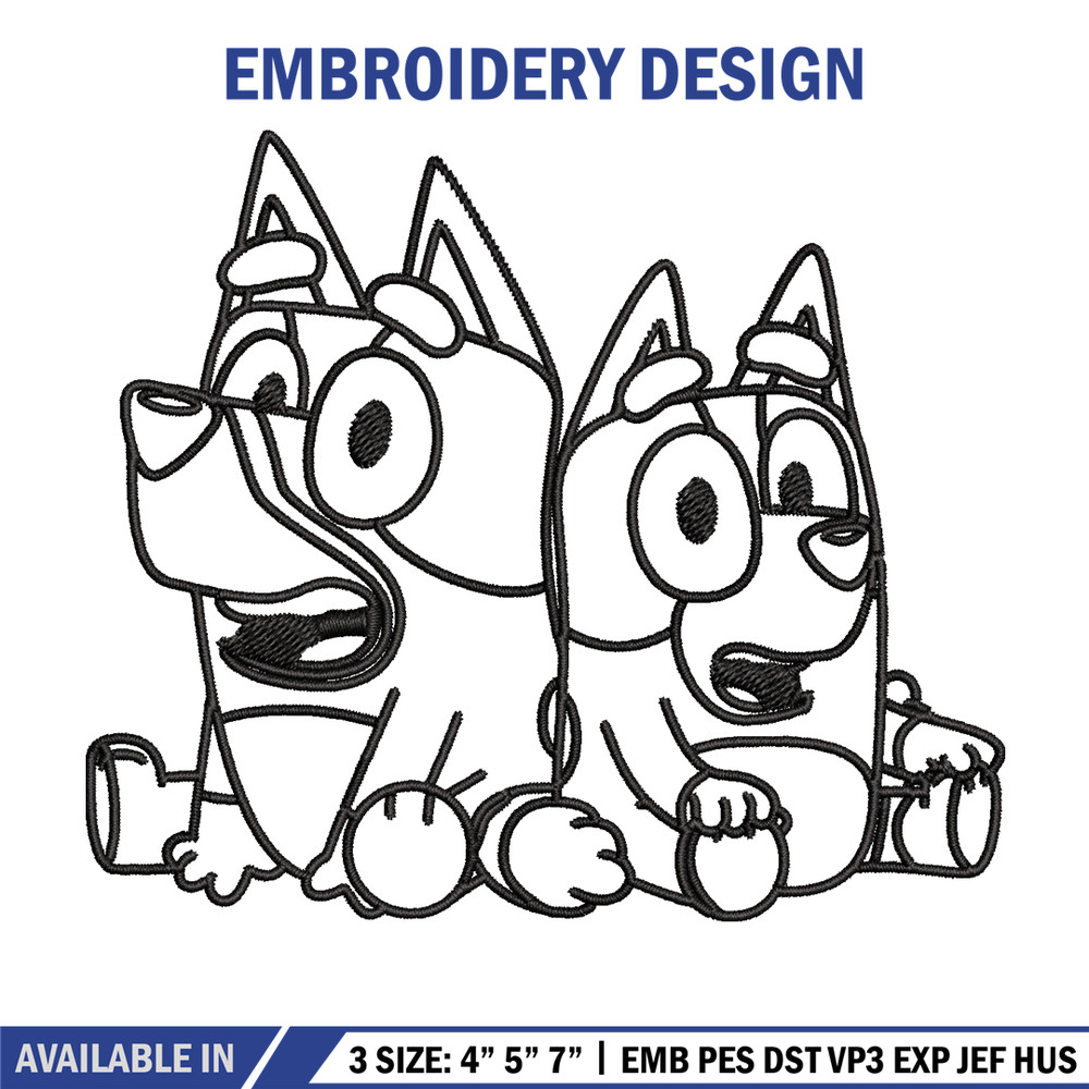 Bluey Bingo Coloring Pages Embroidery, Bluey Embroidery, Embroidery File, cartoon design, logo shirt, Digital download..jpg
