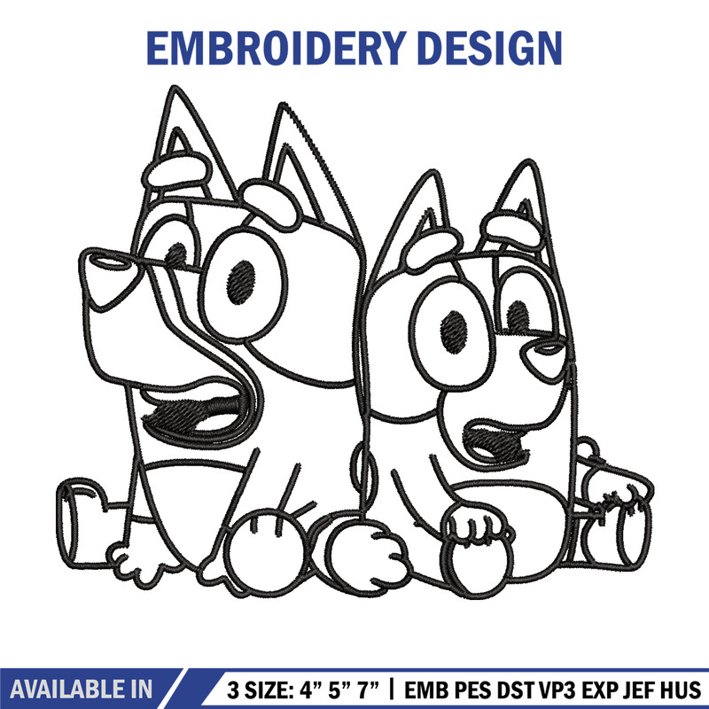 Bluey Bingo Coloring Pages Embroidery, Bluey Embroidery, Embroidery File, cartoon design, logo shirt, Digital download..jpg